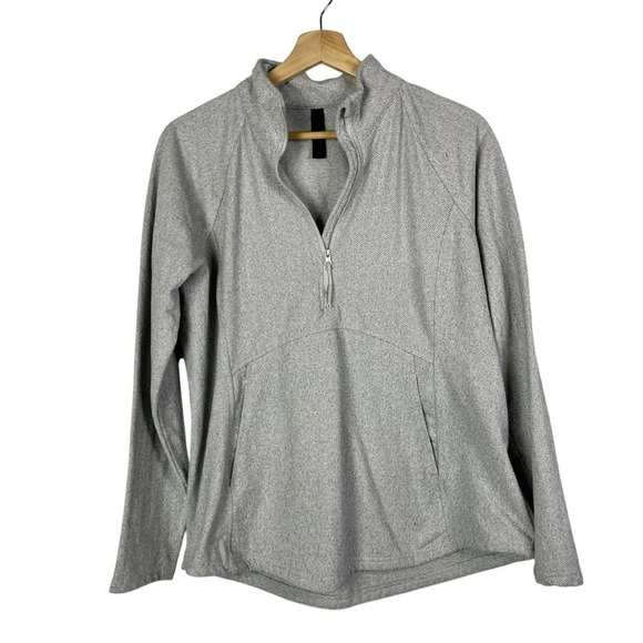 Kyodan Gray Herringbone Quarter Zip Pullover Athletic Jacket M - Picture 2 of 4